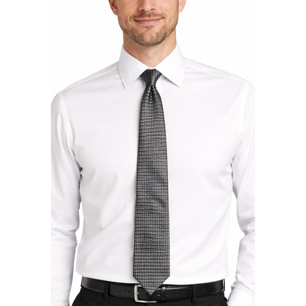Croft & Barrow Silk Tie Black Silver Geometric 57x4 Mens Classic‎ Tie dressy